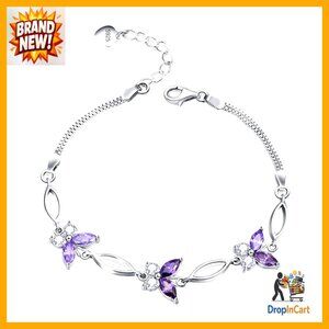 Sterling Silver Butterfly Charm Bracelet Adjustable Elegant Modern Jewelry Gift